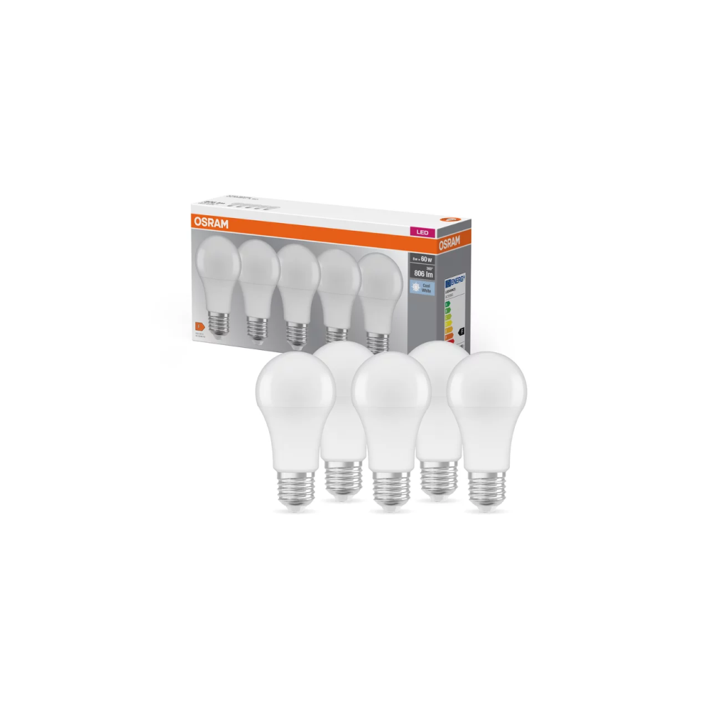 Osram LED BASE Classic A 60 8W/840 E27 FR 5 gab. spuldzes (matētas)
