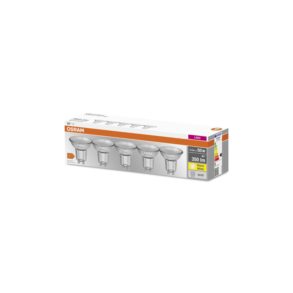 Osram LED Value PAR16 50 36° V 4.3W/830 GU10 5 gab. reflektorspuldze