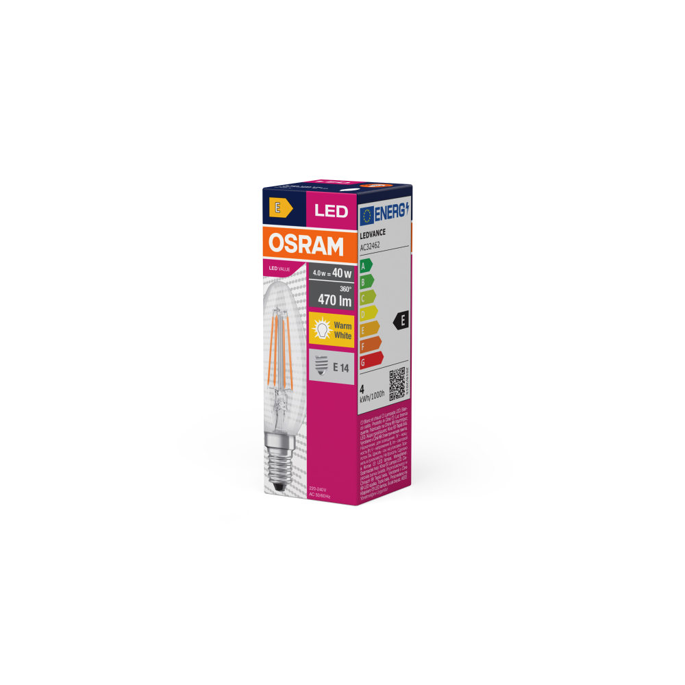 Osram LED Value Classic B 40 FIL 4W/827 E14 filament spuldze (caurspīdīga)