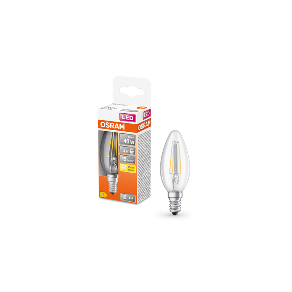 Osram LED STAR Classic B 40 FIL 4W/827 E14 filament spuldze (caurspīdīga)