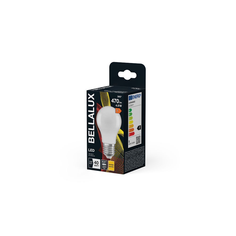 BELLALUX LED CL A 40 4.9W/827 E27 FR spuldze mājai