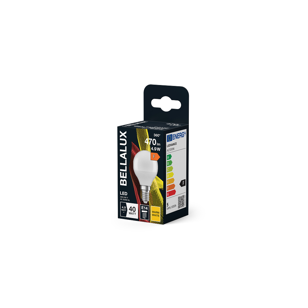 BELLALUX LED CL P 40 4.9W/827 E14 FR spuldze mājām