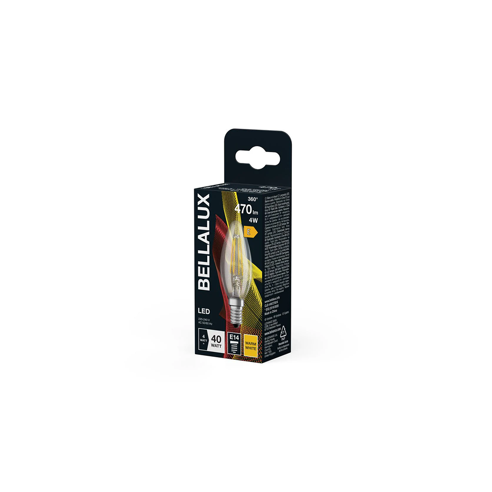 BELLALUX LED CL B 40 4W/827 E14 energoefektīva spuldze