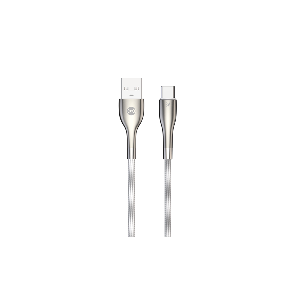 Forever Sleek USB - USB-C vads 1m 3A balts ātrai uzlādei
