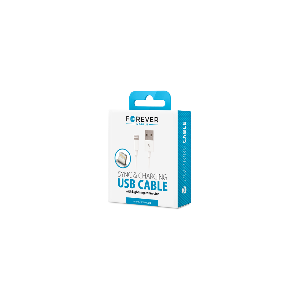 Forever USB - 8pin vads 1m balts drošai uzlādei un datiem
