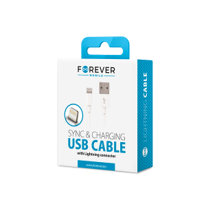 Forever USB - 8pin vads 1m balts drošai uzlādei un datiem