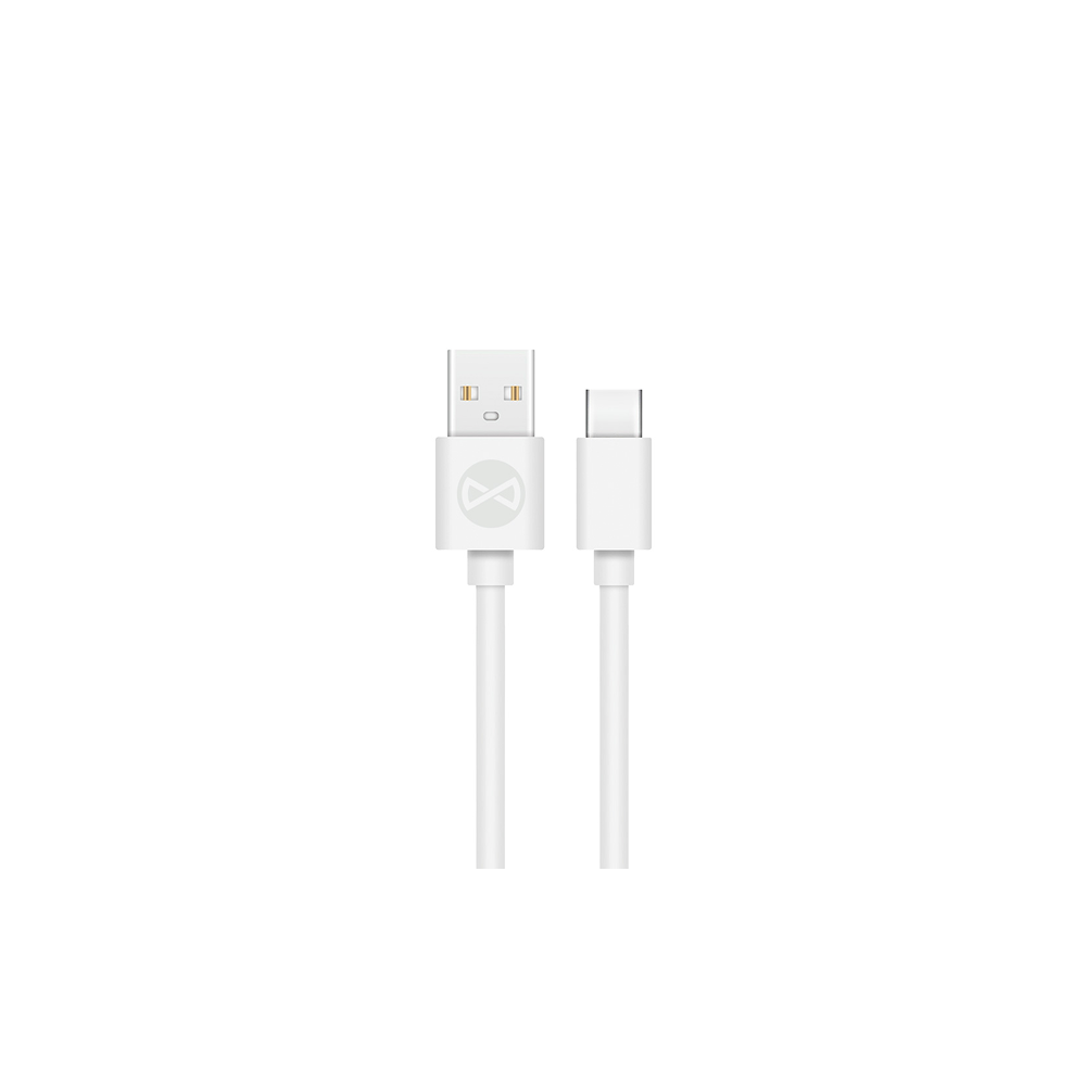 Forever USB - USB-C vads 1m, 2A, balts uzlādei un datiem