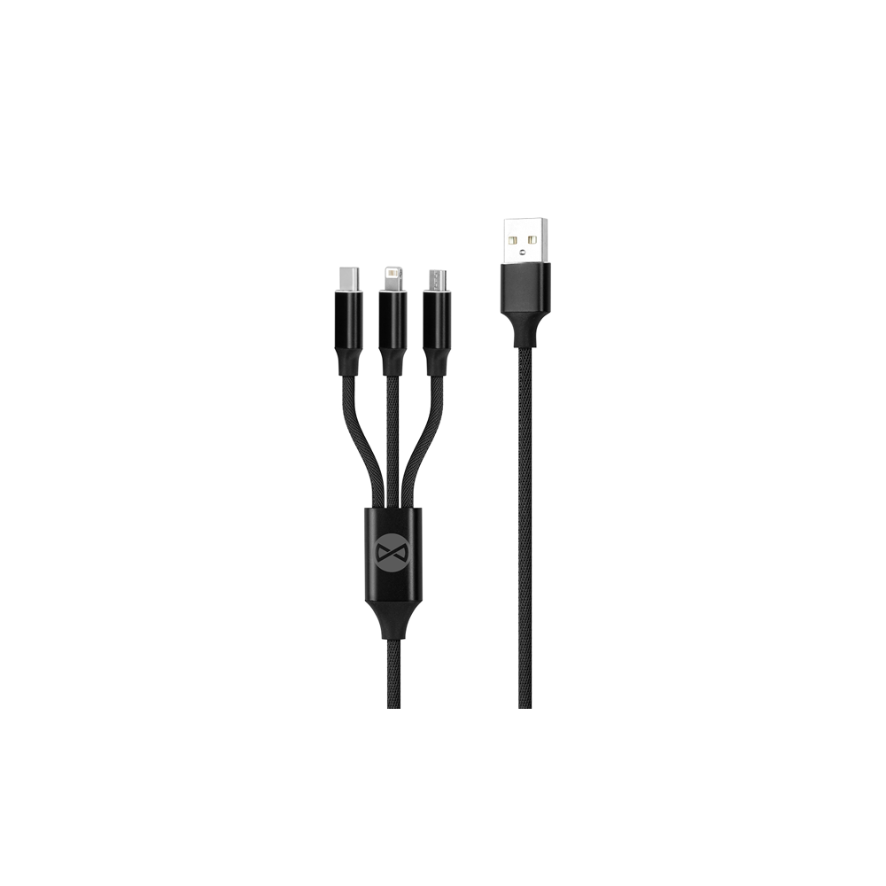 Forever 3in1 vads USB-C microUSB 8pin 1.2m ātra uzlāde