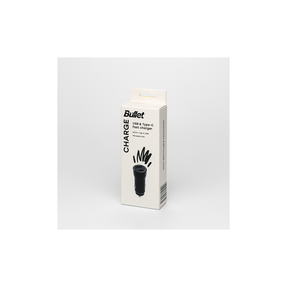 Bullet USB Car Charger Q3.0: Dual Device Charging Power