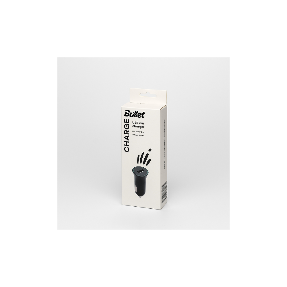 Bullet USB auto lādētājs 5V 2.4A 12W universāls risinājums