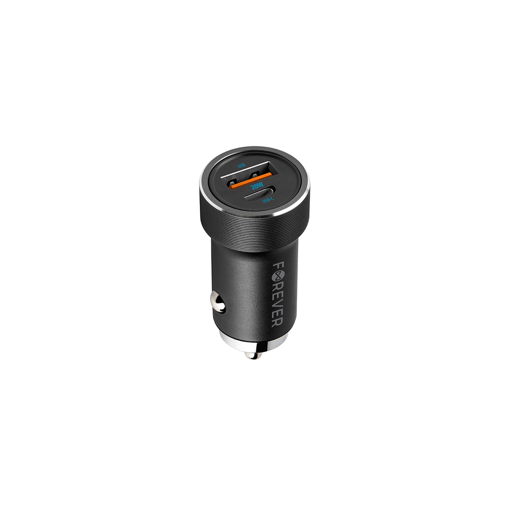 Forever CC-06 PD QC auto lādētājs 20W ar USB-C un USB