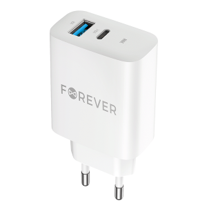 Forever TC-07-30AC PD QC lādētājs 30W ar USB-C un USB