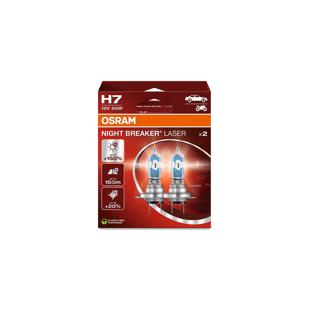 Osram auto Night Breaker Laser H7 55W 12V +150% B2 spuldzes