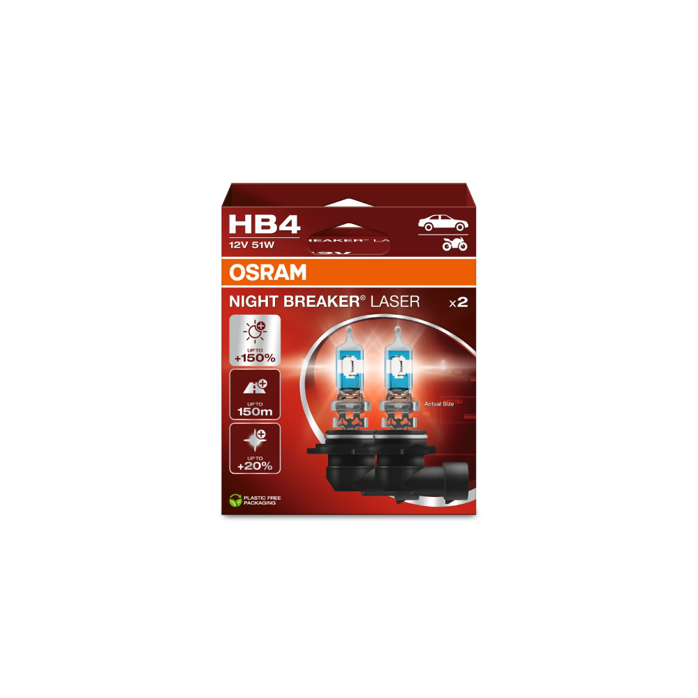 Osram auto Night Breaker Laser HB4 62W 12V +150% B2 bulbs