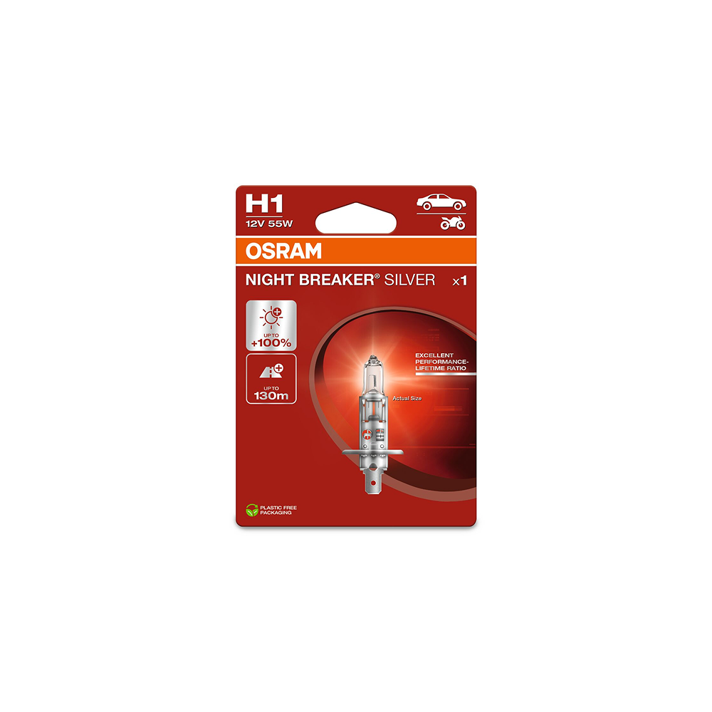 Osram auto Night Breaker Silver H1 55W 12V +100% B1 bulb