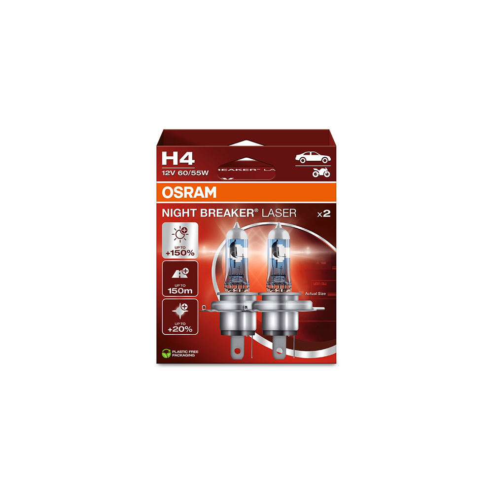Osram auto OS Night Breaker Laser H4 55W 12V +150% B2 spuldzes
