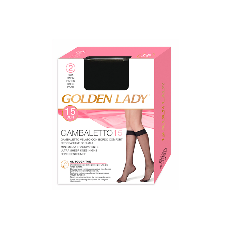 Golden Lady Strech 15den NERO pusgarās zeķes 2 pāri