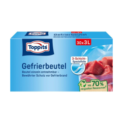 Maisiņi produktu saldēšanai 3L, 30 gab. TOPPITS