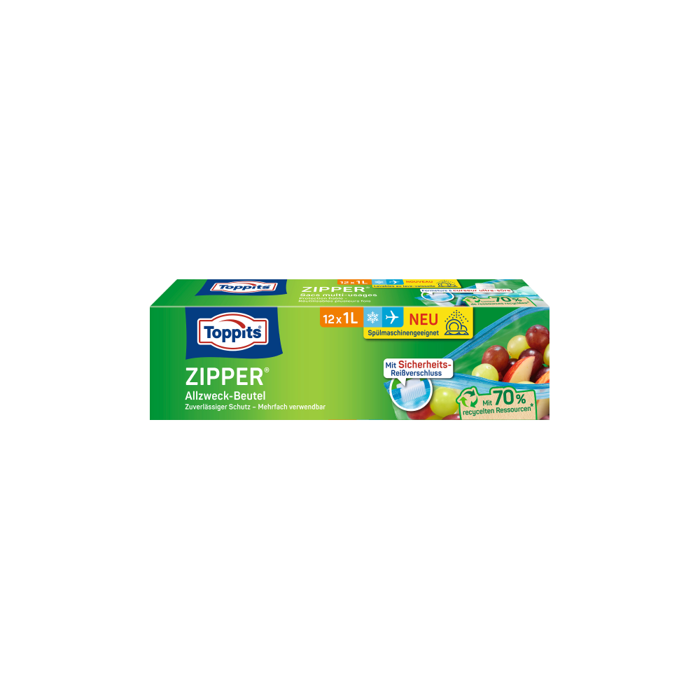 All purpose bags Zipper® 1L, 12 pcs. TOPPITS
