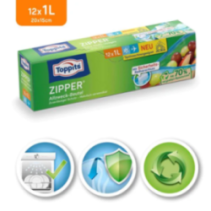 All purpose bags Zipper® 1L, 12 pcs. TOPPITS