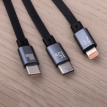 Forever 3in1 vads USB 2xUSB-C 8pin 1.2m ātra uzlāde