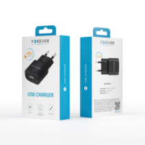 Forever TC-01 tīkla lādētājs 3A USB ātrai uzlādei, melns