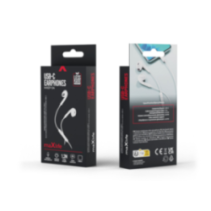 Maxlife MXEP-04 universālās austiņas ar mikrofonu, 1.2m USB-C, baltas