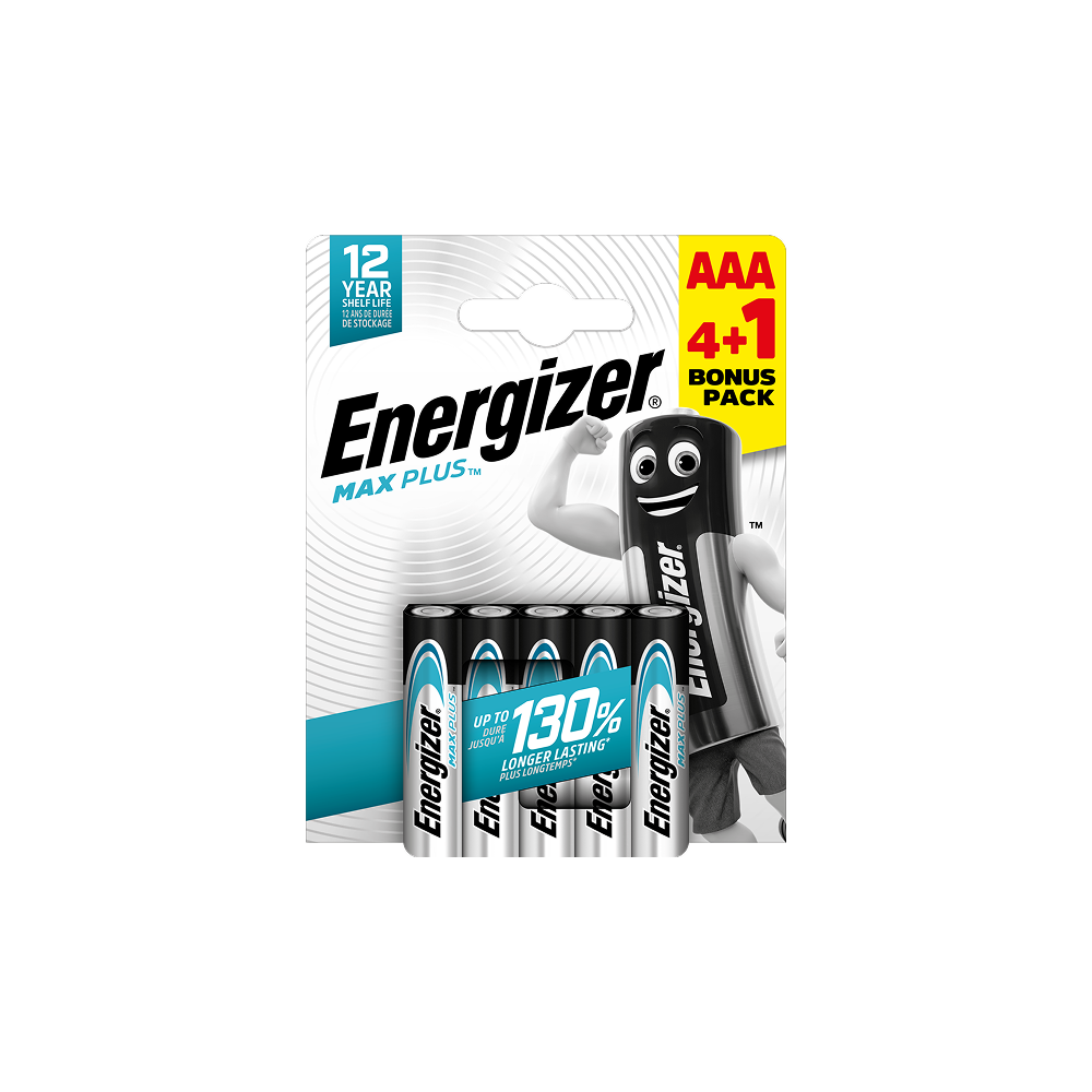 ENERGIZER MAX PLUS NEW AAA B4+1 1.5V Alkaline baterijas