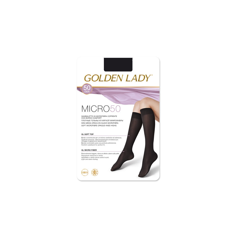 Golden Lady Micro 50den NERO pusgarās zeķes ērtai ikdienai