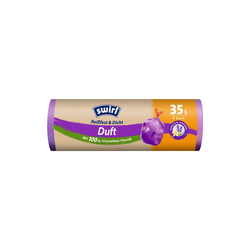 Aromatizētie atkritumu maisi (vaniļa-lavanda) 35L, 9 gab. SWIRL