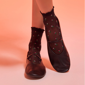 Fashion ankle socks Flowers NERO GOLDEN LADY