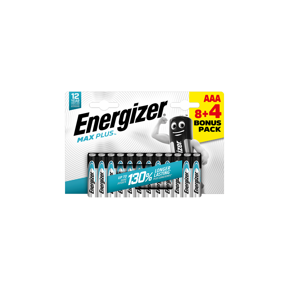 ENERGIZER MAX PLUS NEW AAA B8+4 1.5V Alkaline baterijas