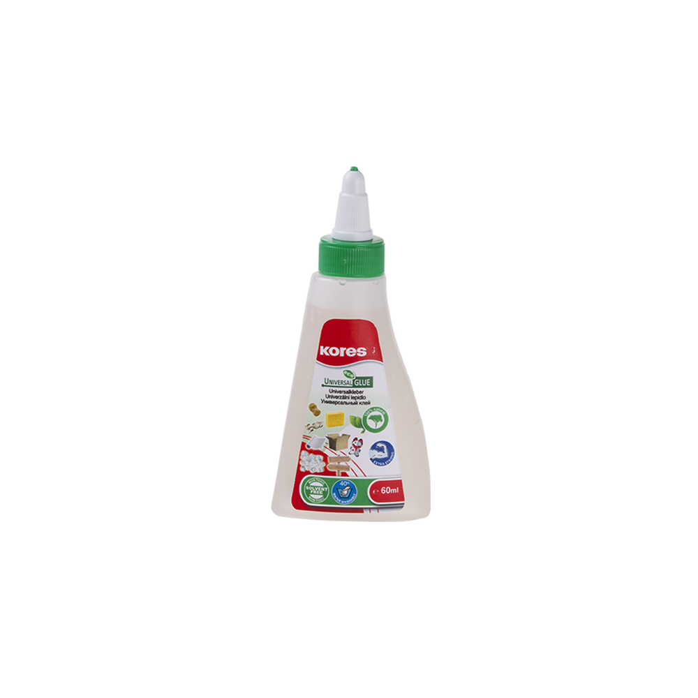 Līme bez šķīdinātājiem KORES Eco Universal Glue 60 ml - caurspīdīga un droša izvēle