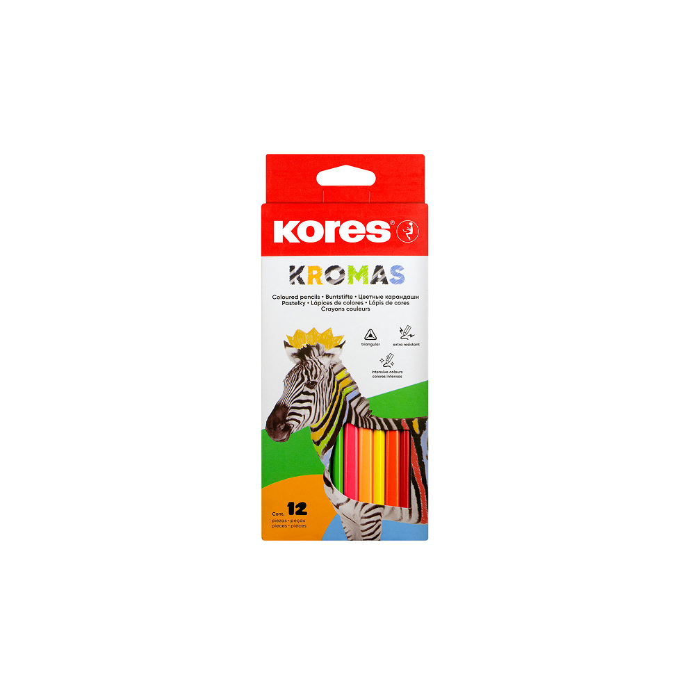 KORES KROMAS Triangular Coloured Pencils, 3 mm, 12 pcs