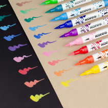 KORES Kreative Dou-Tip Acrylic Markers, 6 pcs, blister pack