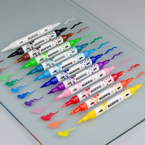 KORES Kreative Dou-Tip Acrylic Markers, 6 pcs, blister pack