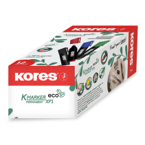12 pcs. KORES ECO K-MARKER Permanent Markers, XP1, 3 mm Round Tip, Black