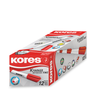 12 pcs. KORES K-MARKER XW2 Whiteboard Markers, 3–5 mm, Red