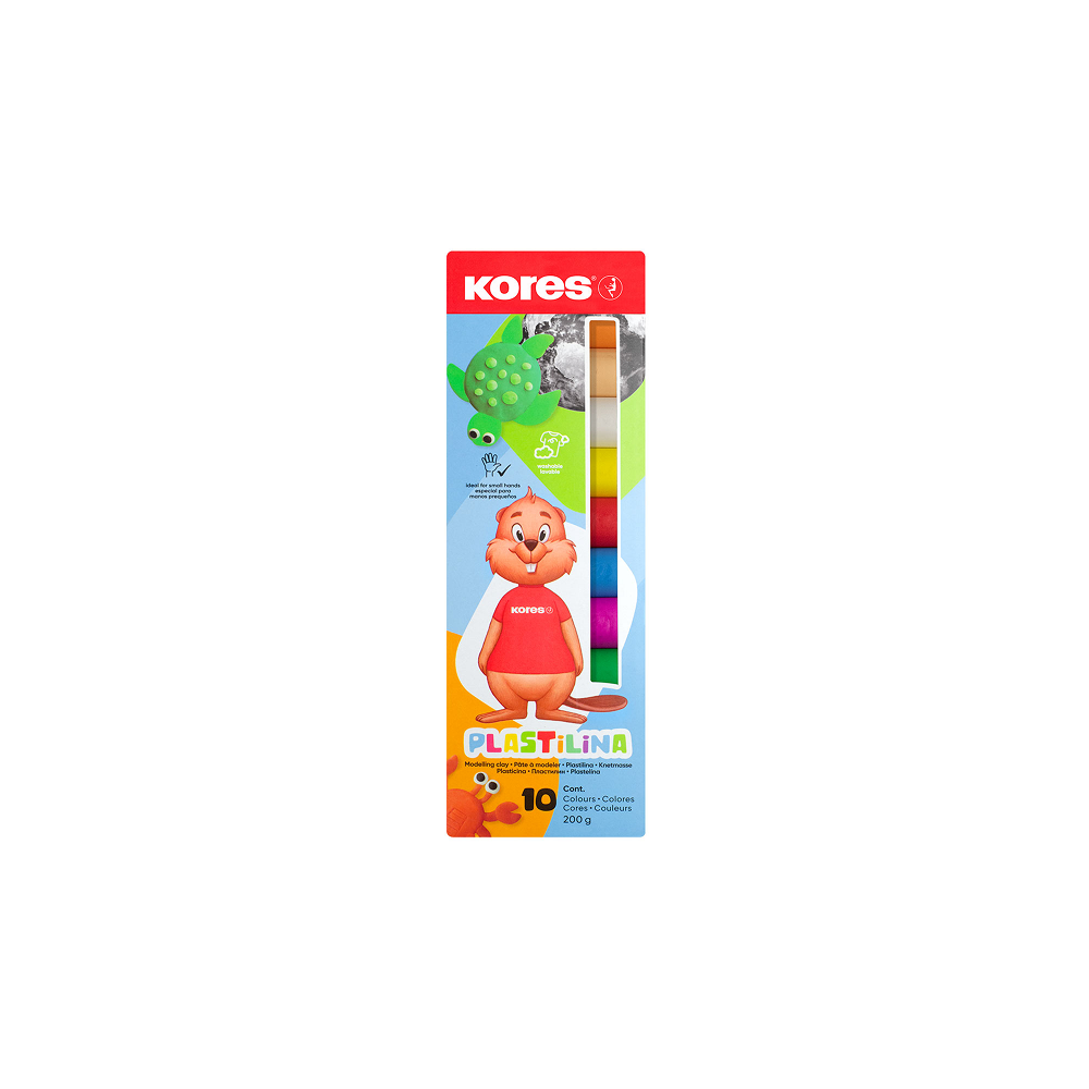 KORES Plastilina Soft Modelling Clay, 10 Assorted Colours × 20 g