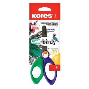 KORES BIRDY Kids' Scissors, 12.5 cm, Rounded Tips, Assorted Colours
