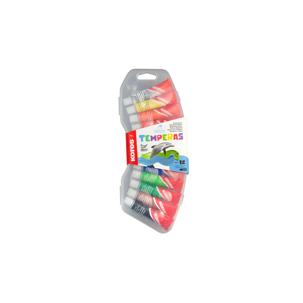 KORES Tempera Paints in tubes, 12 pcs × 12 ml