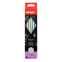 KORES GRAFITOS Style HB Triangular Pencils with Coloured Eraser, 6 pcs