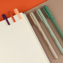 KORES KOR-M Vintage Style 1.0 mm Triangular Ballpoint Pens, Blue Ink, Assorted Rubberized Barrels, 6 pcs