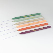 KORES KOR-M Vintage Style 1.0 mm Triangular Ballpoint Pens, Blue Ink, Assorted Rubberized Barrels, 6 pcs