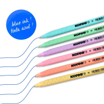 50 pcs. KORES KOR-M Pastel 1.0 mm Triangular Ballpoint Pens, Blue Ink, Assorted Pastel Rubberized Barrels