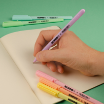 50 pcs. KORES KOR-M Pastel 1.0 mm Triangular Ballpoint Pens, Blue Ink, Assorted Pastel Rubberized Barrels