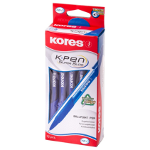 12 pcs. KORES K6-F Softgrip Retractable 0.7 mm Triangular Ballpoint Pens, Blue Ink