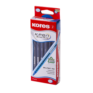 12 pcs. KORES K1-F 0.7 mm Triangular Ballpoint Pens, Blue Ink
