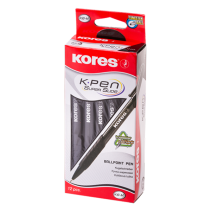 12 pcs. KORES K6-F Softgrip Retractable 0.7 mm Triangular Ballpoint Pens, Black Ink