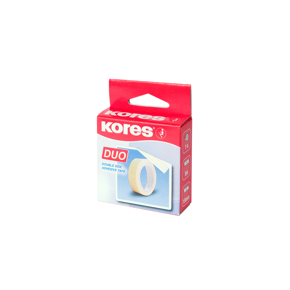 KORES Double Duo Double-Sided Tape, 5 m × 15 mm